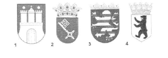 Abbildung zur Aufgabe 1. Welches Wappen gehört zum Bundesland Berlin?